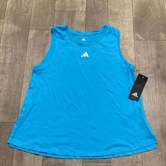 Girls Nwt Adidas 3 Stripe Sleeveless Workout Gym Training Shirt - Picture 1 of 7